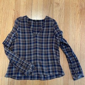 Madewell Plaid Long-Sleeve Blouse - Size XL